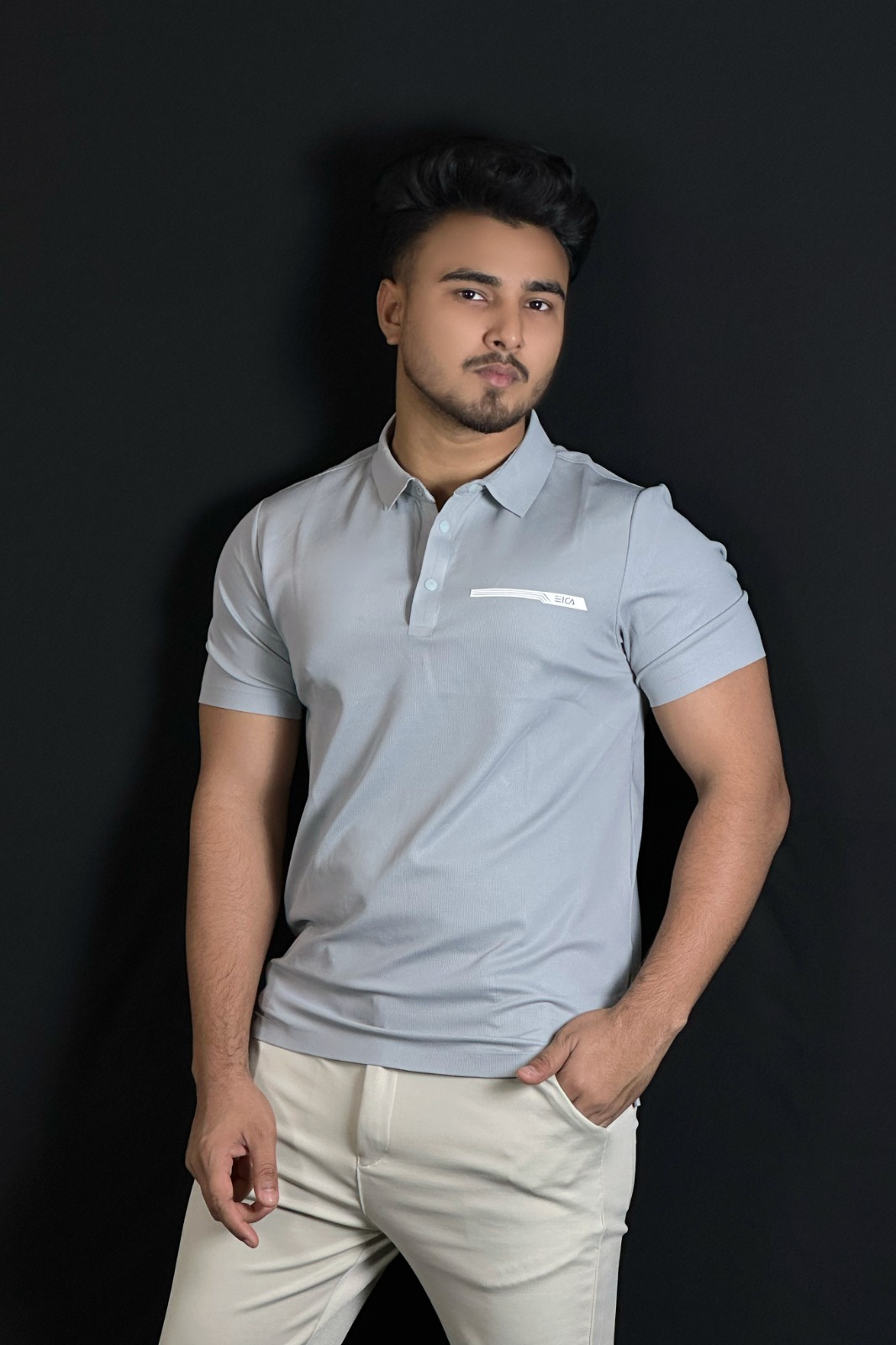 সিলভার ব্লু কালার পোলো টি-শার্ট-CA